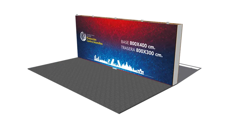 Stand doble 8×4 m — Vista A